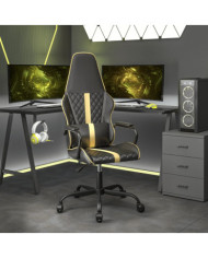 Chaise de jeu de massage doré et noir similicuir | Mobilier & Déco