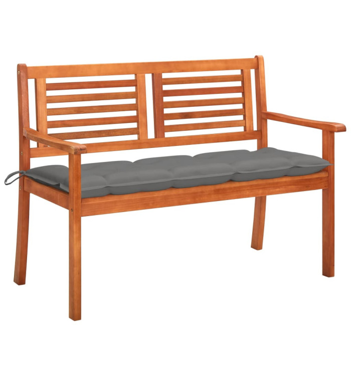 Banc de jardin 2 places avec coussin 120 cm Bois d'eucalyptus | Mobilier & Déco