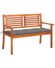 Banc de jardin 2 places avec coussin 120 cm Bois d'eucalyptus | Mobilier & Déco
