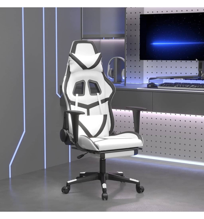 Chaise de jeu de massage avec repose-pied BlancetNoir Similicuir | Mobilier & Déco