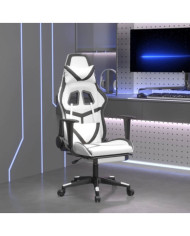 Chaise de jeu de massage avec repose-pied BlancetNoir Similicuir | Mobilier & Déco