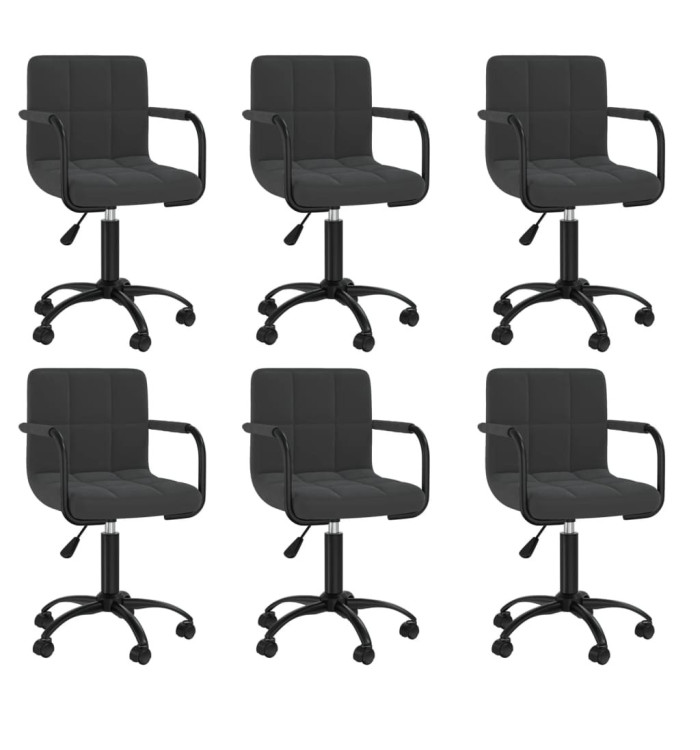 Chaises pivotantes à manger lot de 6 noir velours | Mobilier & Déco