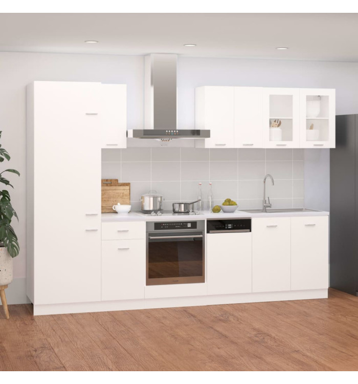 Ensemble de meubles de cuisine 8 pcs Blanc Aggloméré | Mobilier & Déco
