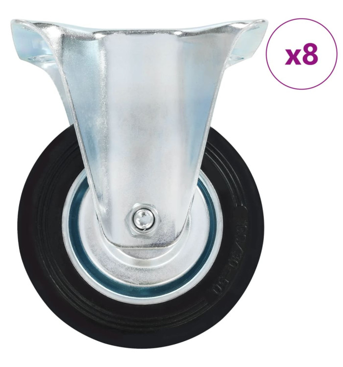 8 pcs Roulettes fixes 100 mm | Mobilier & Déco