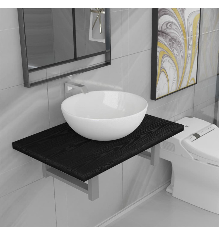 Meuble de salle de bain en deux pièces Céramique Noir | Mobilier & Déco