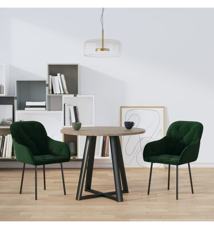 Chaises à manger lot de 2 Vert foncé Velours | Mobilier & Déco