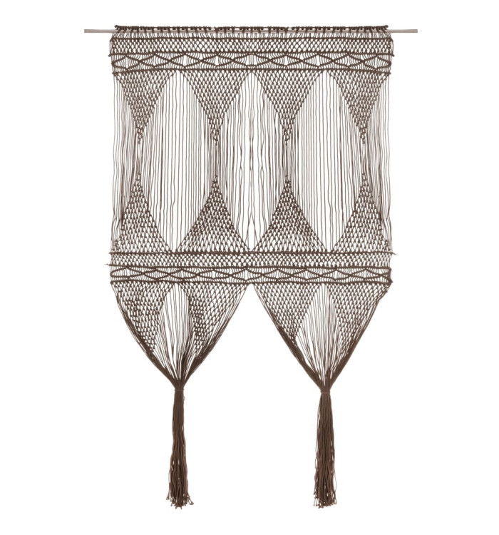 Rideau en macramé Taupe 140x240 cm Coton | Mobilier & Déco