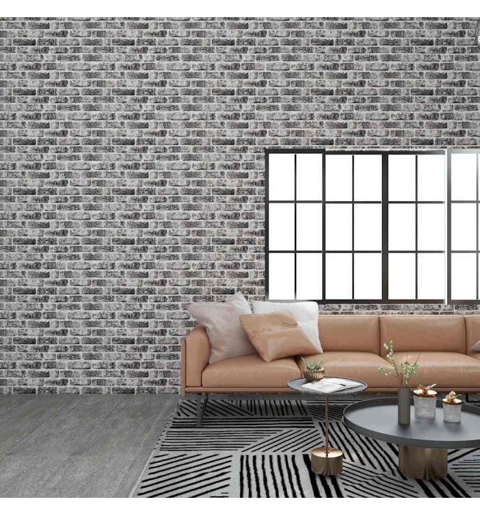 Panneaux muraux 3D avec design de brique gris foncé 10 pcs EPS | Mobilier & Déco