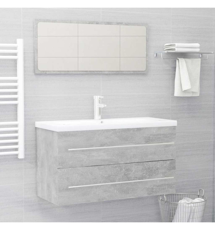 Ensemble de meubles de salle de bain 2 pcs Gris béton Aggloméré | Mobilier & Déco