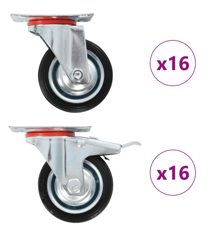 32 pcs Roulettes pivotantes 75 mm | Mobilier & Déco