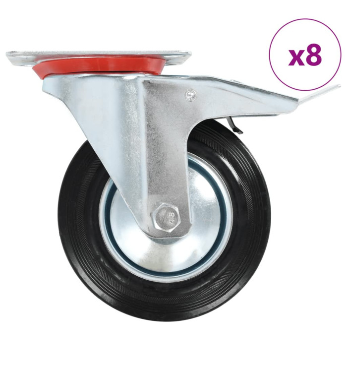 8 pcs Roulettes pivotantes 160 mm | Mobilier & Déco
