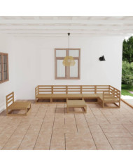 Salon de jardin 8 pcs marron miel bois de pin massif | Mobilier & Déco