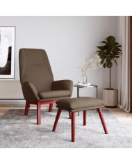 Chaise de relaxation avec repose-pied Taupe Tissu | Mobilier & Déco
