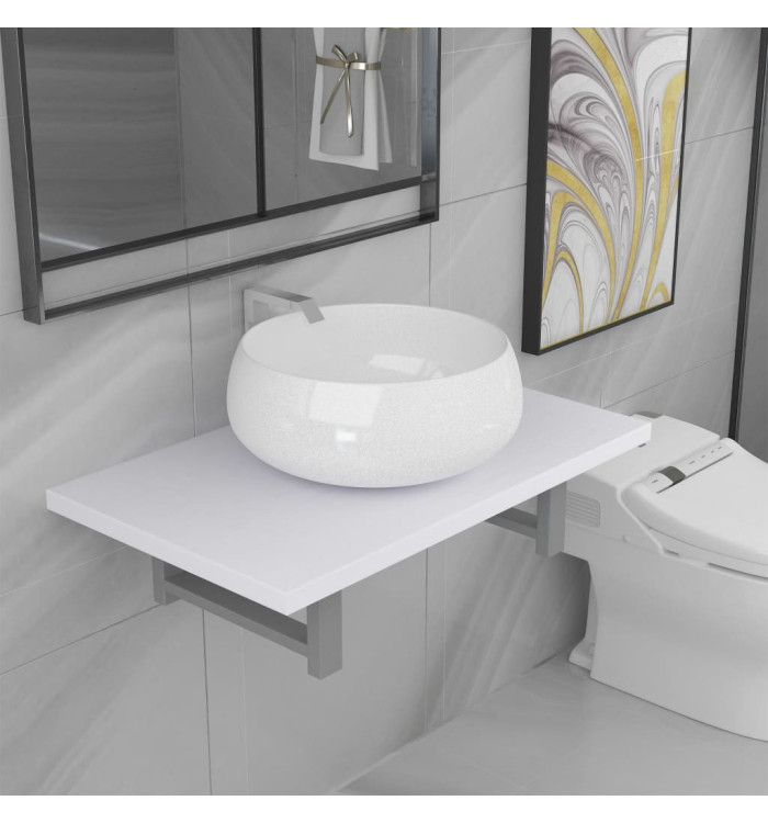 Meuble de salle de bain en deux pièces Céramique Blanc | Mobilier & Déco