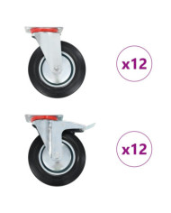 24 pcs Roulettes pivotantes 200 mm | Mobilier & Déco