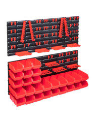 Kit de bacs de stockage et panneaux muraux 103pcs rouge et noir | Mobilier & Déco