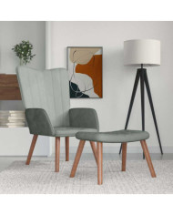Chaise de relaxation avec repose-pied Gris clair Velours | Mobilier & Déco