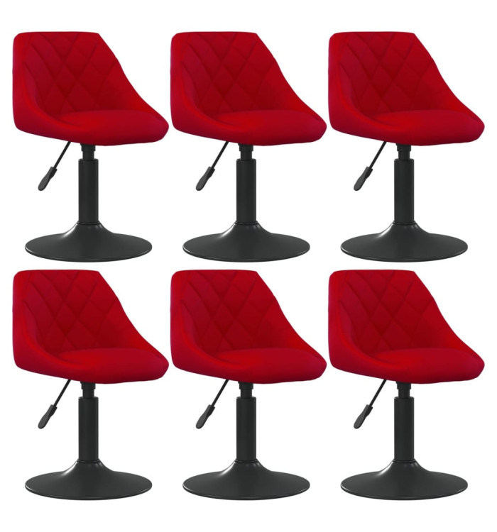 Chaises à manger pivotantes lot de 6 rouge bordeaux velours | Mobilier & Déco
