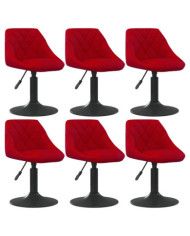 Chaises à manger pivotantes lot de 6 rouge bordeaux velours | Mobilier & Déco