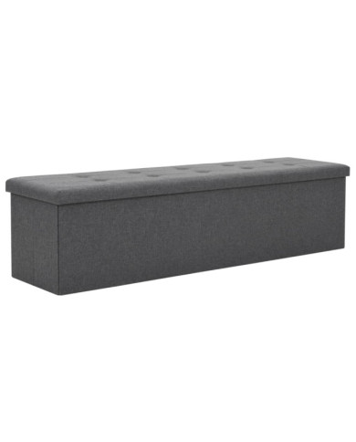 Banc de rangement pliable Faux lin 150 x 38 x 38 cm Gris foncé | Mobilier & Déco