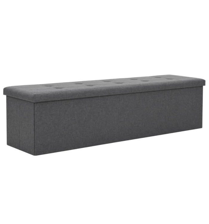 Banc de rangement pliable Faux lin 150 x 38 x 38 cm Gris foncé | Mobilier & Déco