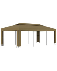 Tonnelle avec double toit 3x6 m Taupe 180 g/m² | Mobilier & Déco