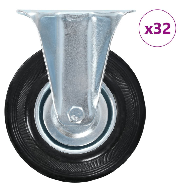 32 pcs Roulettes fixes 125 mm | Mobilier & Déco