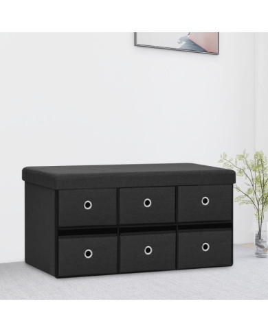 Banc de rangement pliable Noir 76x38x38 cm Faux lin | Mobilier & Déco