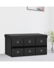 Banc de rangement pliable Noir 76x38x38 cm Faux lin | Mobilier & Déco