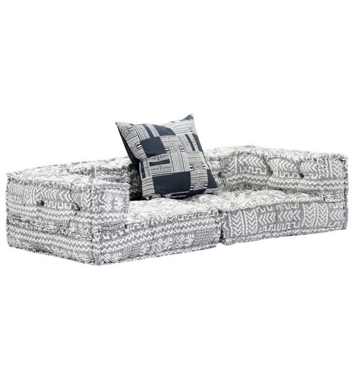 Pouf modulaire à 2 places Gris clair Tissu | Mobilier & Déco