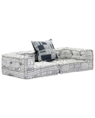Pouf modulaire à 2 places Gris clair Tissu | Mobilier & Déco