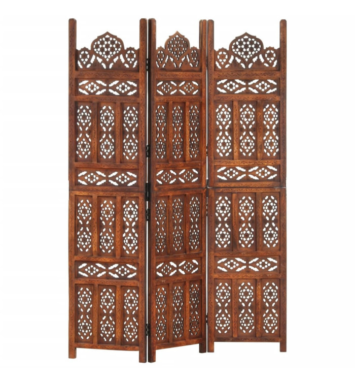 Cloison de séparation 3 panneaux Marron 120x165cm Bois manguier | Mobilier & Déco