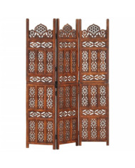 Cloison de séparation 3 panneaux Marron 120x165cm Bois manguier | Mobilier & Déco