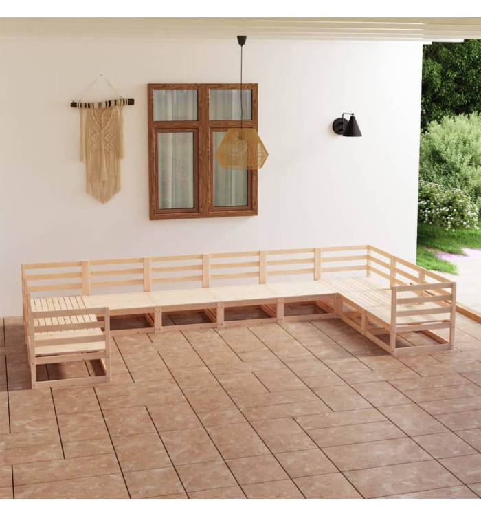 Salon de jardin 10 pcs bois de pin massif | Mobilier & Déco