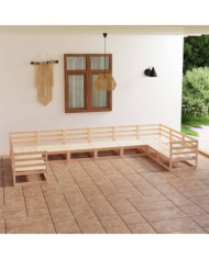 Salon de jardin 10 pcs bois de pin massif | Mobilier & Déco