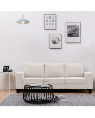 Canapé à 3 places Crème Tissu | Mobilier & Déco