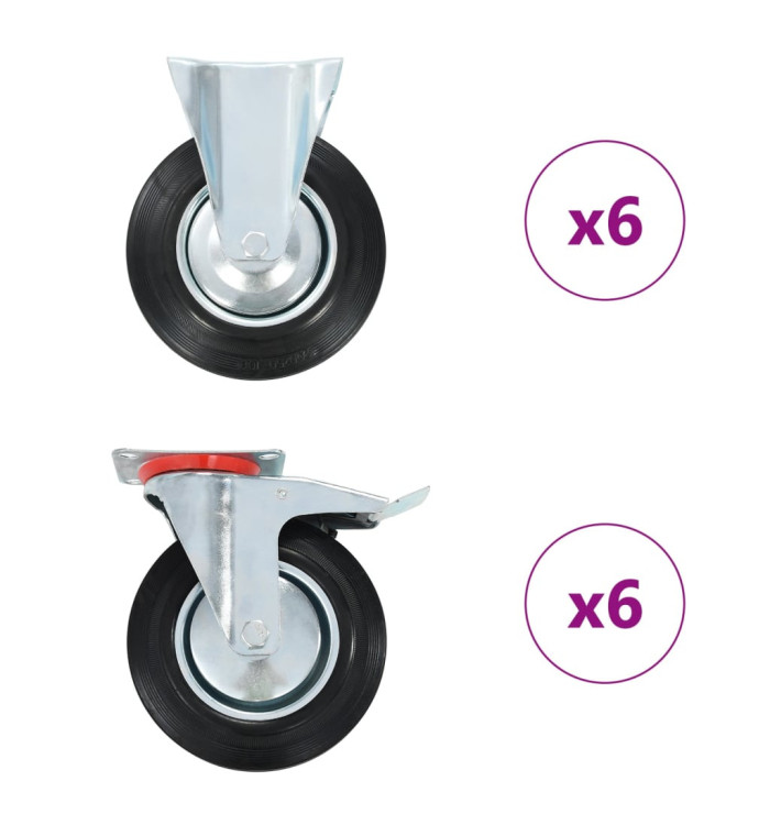 12 pcs Roulettes 200 mm | Mobilier & Déco