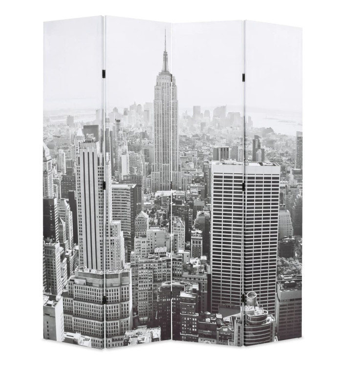 Cloison de séparation pliable 160x170 cm New York Noir et blanc | Mobilier & Déco