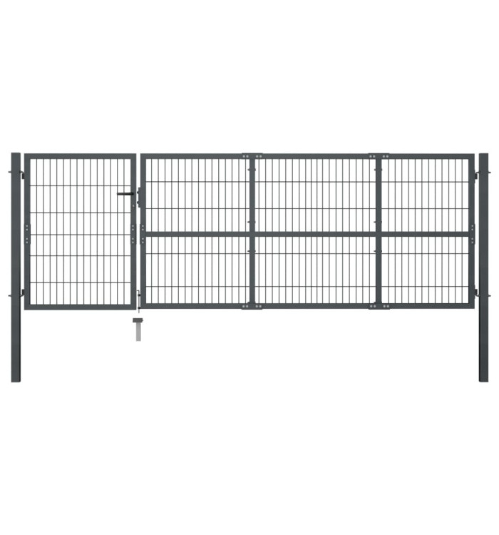 Portillon avec poteaux Acier 350 x 100 cm Anthracite | Mobilier & Déco