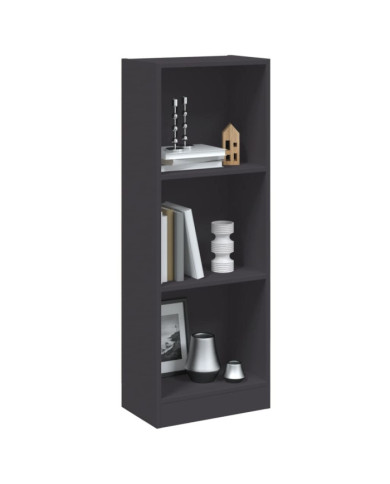 Bibliothèque à 3 niveaux gris 40x24x109 cm bois d'ingénierie | Mobilier & Déco