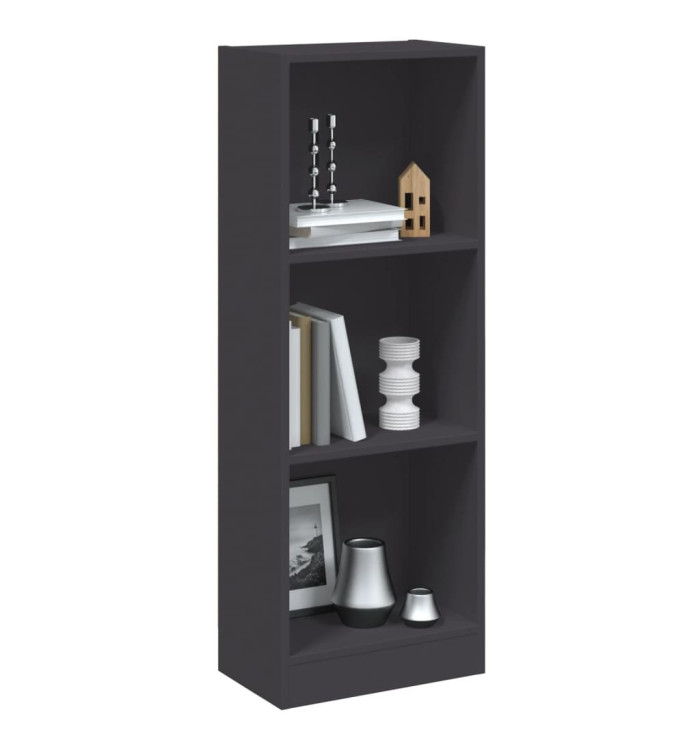 Bibliothèque à 3 niveaux gris 40x24x109 cm bois d'ingénierie | Mobilier & Déco