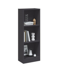 Bibliothèque à 3 niveaux gris 40x24x109 cm bois d'ingénierie | Mobilier & Déco