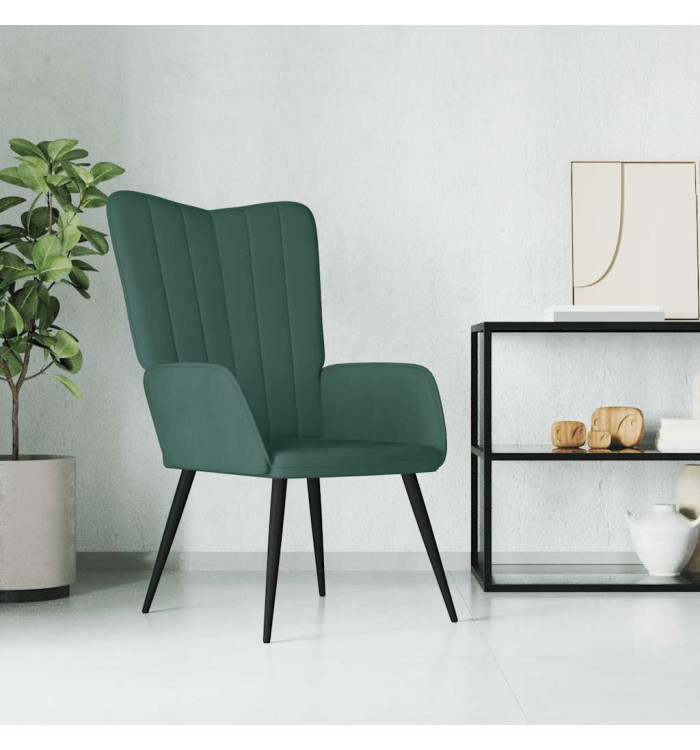 Chaise de relaxation Vert foncé Velours | Mobilier & Déco