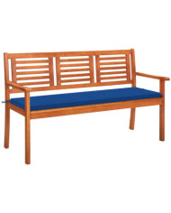 Banc de jardin 3 places avec coussin 150 cm Bois d'eucalyptus | Mobilier & Déco
