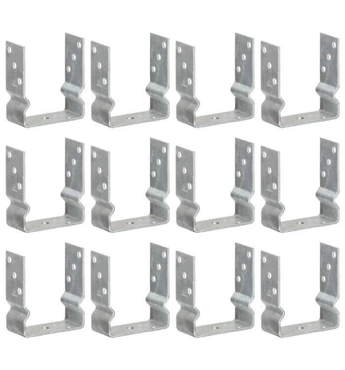 Piquets de clôture 12 pcs argenté 12x6x15 cm acier galvanisé | Mobilier & Déco