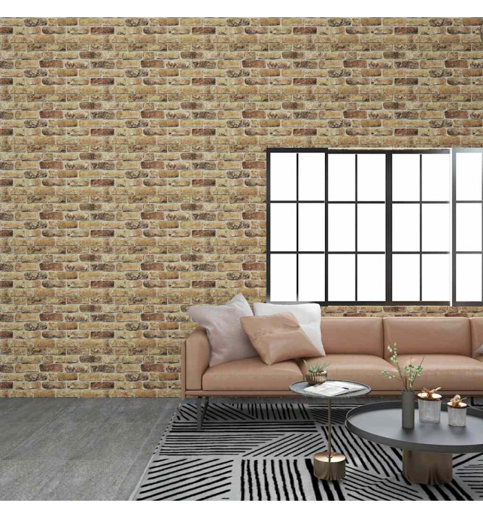 Panneaux muraux 3D design brique sable foncé 10 pcs EPS | Mobilier & Déco