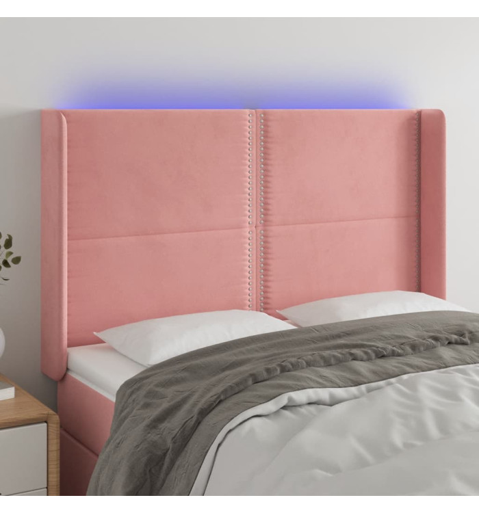 Tête de lit à LED Rose 147x16x118/128 cm Velours | Mobilier & Déco