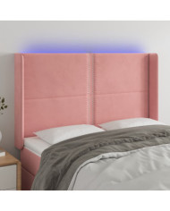Tête de lit à LED Rose 147x16x118/128 cm Velours | Mobilier & Déco