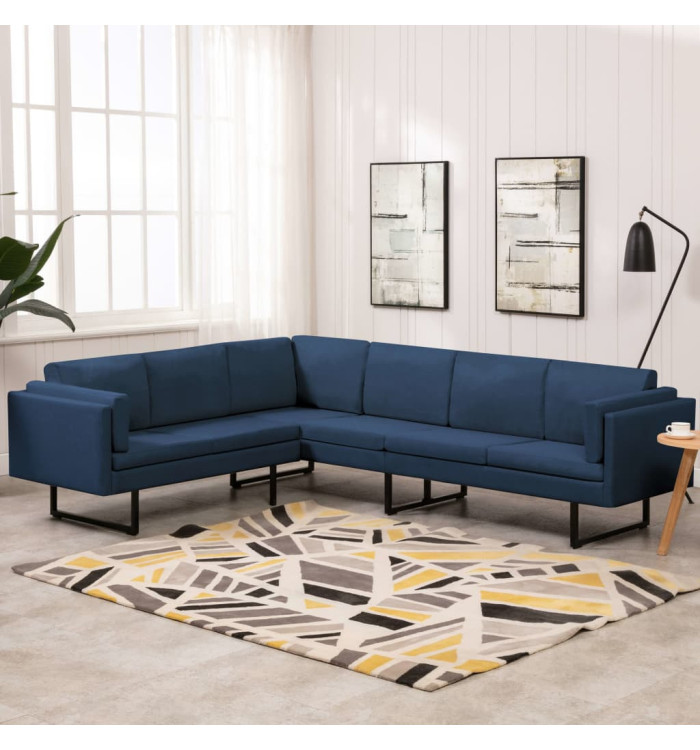 Canapé d'angle Bleu Tissu | Mobilier & Déco