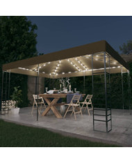 Tonnelle avec guirlande lumineuse à LED 3x4 m Taupe | Mobilier & Déco
